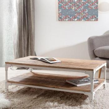 Table basse industrielle double plateau ULYSSE Table basse industrielle double
