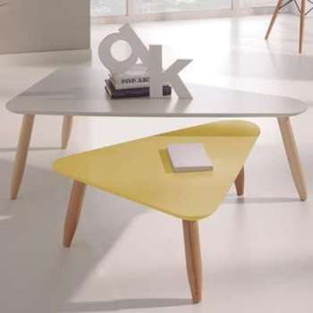 Tables basses scandinaves blanc et jaune SCANDI 6 Tables basses scandinaves