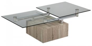 Table basse TREE en verre transparent plateaux piv