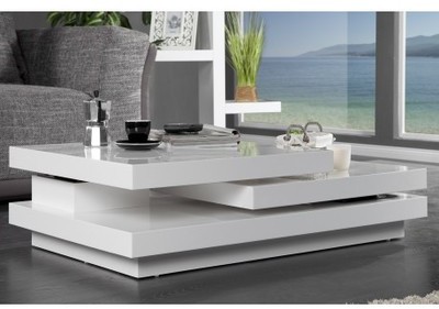 Table basse moderne à 2 plateaux pivotants coloris