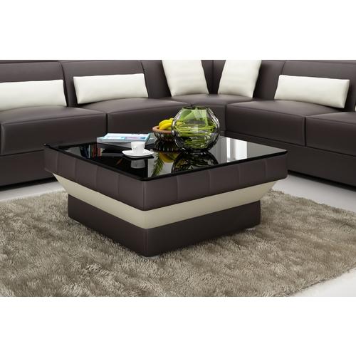 Table basse design carré en similicuir CUBE