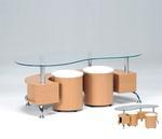 Table basse OMEGA + 2 poufs / Hêtre