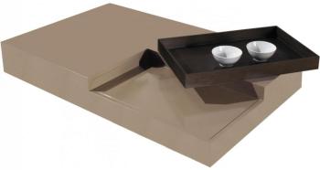 Table basse design laque taupe plateau de service