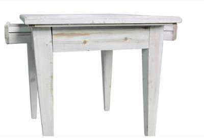 TABLE BOIS 2 TIROIRS CERUSE BLANC 100 5x72 5x78cm TABLE BOIS 2 TIROIRS CERUSE