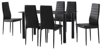 SET TABLE CUISINE + 6 CHAISES SHADE NOIR
