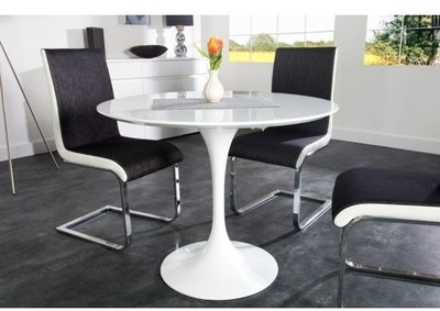Table ronde Tulipe 90 cm fibre de verre blanc Coul