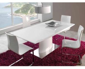 Table à manger blanc laqué extensible Trendy 160 à