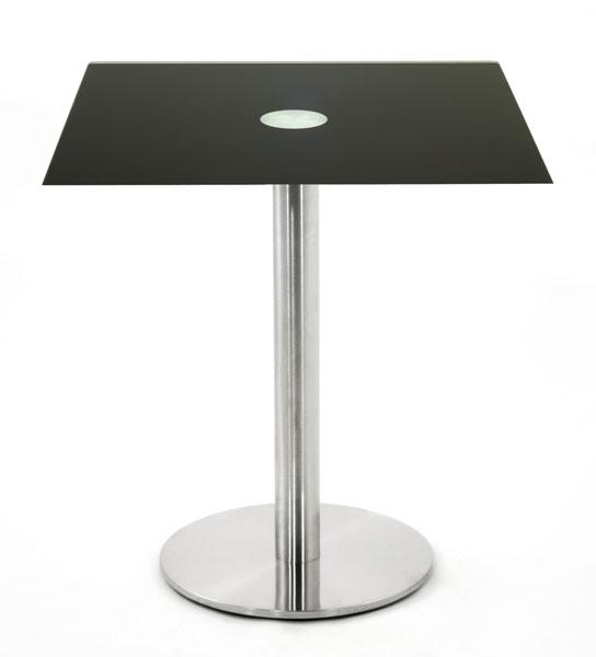 TBT-60C-H75 Table hauteur 75 cm en verre carre noi