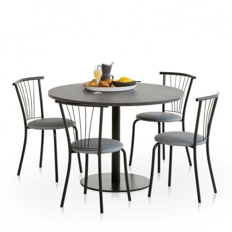 Table de cuisine ronde en stratifié avec pied cent