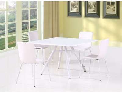 Ensemble table et 4 chaises simili cuir Blanc