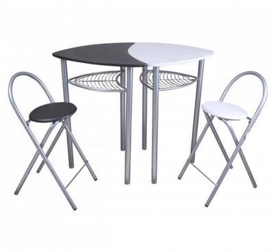Table Avec 2 Chaises SNACK Bar Noir et Blanc - Tab
