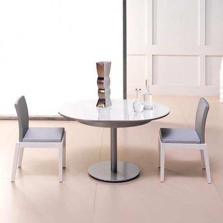 Table ronde extensible en formica brillant avec pi