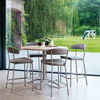Table de cuisine ronde en stratifié hauteur snack