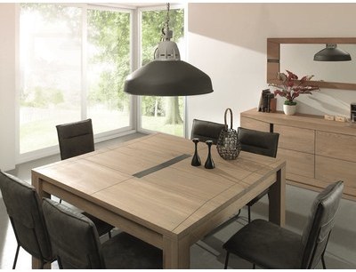 Table de repas carrée en chêne massif 140 cm avec