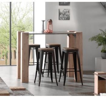 Table Mange debout en Bois massif et métal vieilli