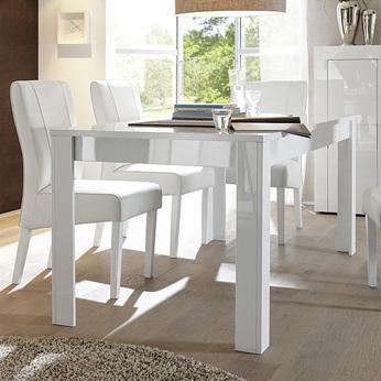 Table à manger blanc laqué brillant design OKLAND