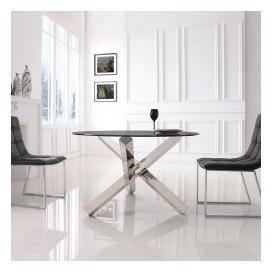 Table à manger ronde en verre transparent ELIA Table à manger ronde en verre