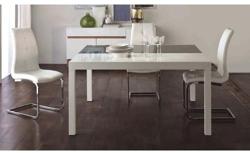 Table à manger carrée gris anthracite et blanc extensible Table à manger carrée gris
