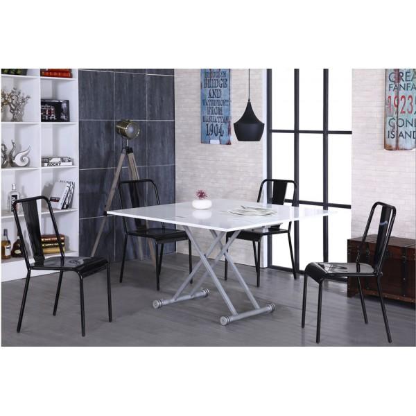 Table basse relevable extensible blanc DOMY