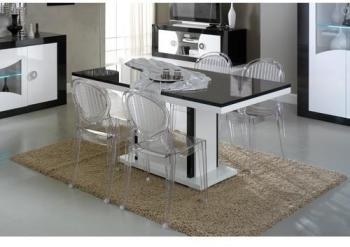 Table à manger rectangulaire 160 cm noir et blanc - Table à manger rectangulaire