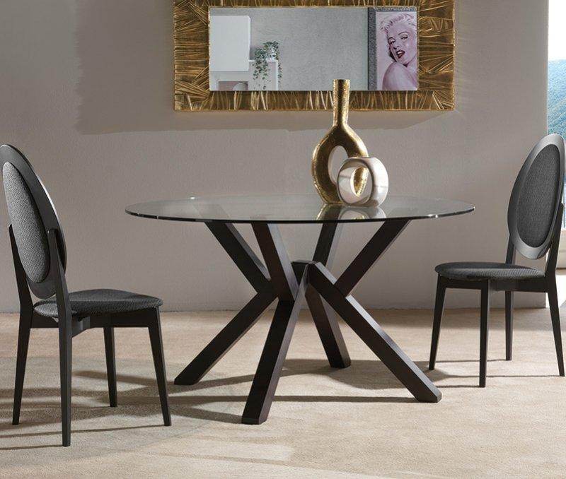 Table repas TEOREMA en verre design wengé 120 cm