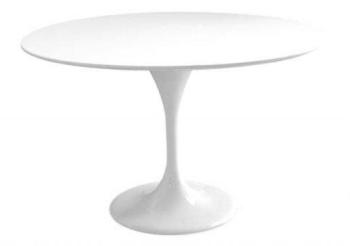Table ronde de repas design TULIPE laquée blanc 90