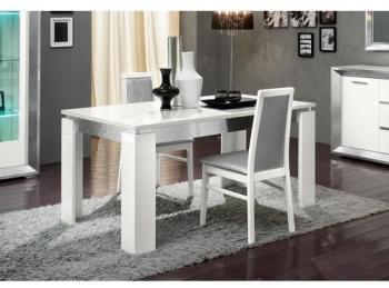 Table à manger design blanche et argentée - Trento