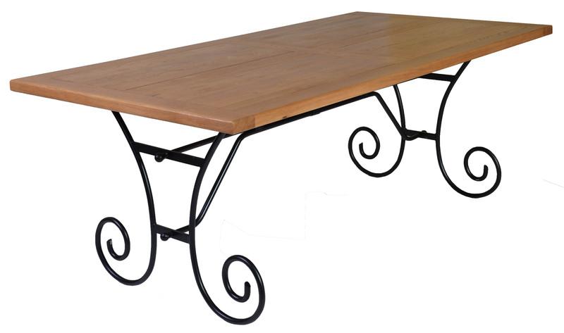 Table rectangulaire chêne et fer forgé