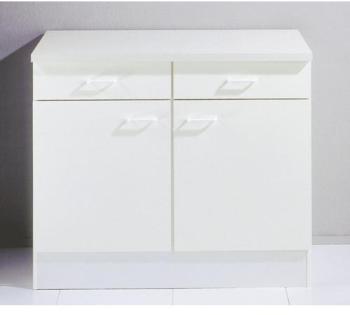 Meuble bas cuisine blanc à 2 portes et 2 tiroirs