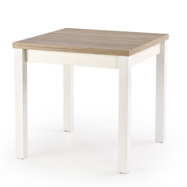 Table carrée bois et blanc avec rallonge Salta