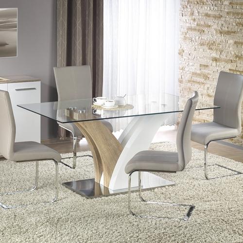Table de salle à manger blanche et bois Valmo