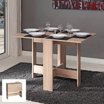 Table pliante deux abattants coloris chêne Table pliante deux abattants