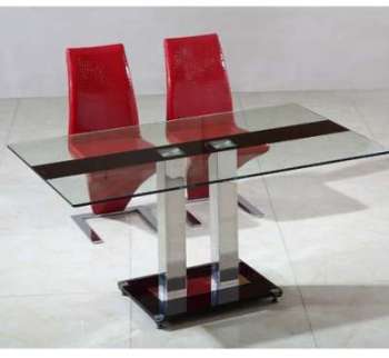 Table en verre pied central Sirna