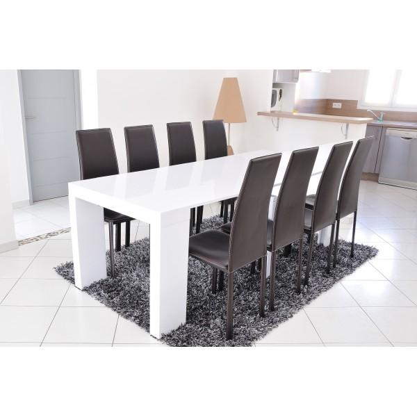 Table console extensible 300cm laqué blanc Zehra -