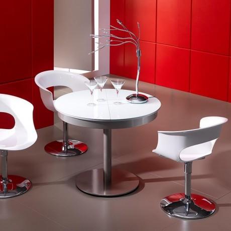 Table en verre ronde extensible avec pied central