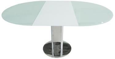Table ronde de salle à manger à rallonge en verre