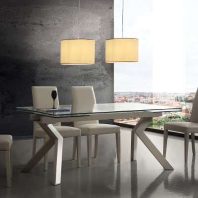 Table à manger extensible Mesa, en métal et verre