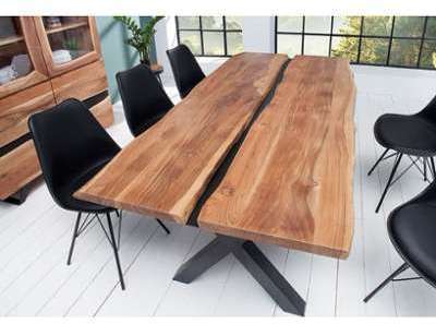 Table repas industrielle en bois massif acacia pieds Table repas industrielle en
