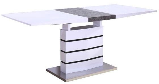 Table de salle à manger extensible laqué blanc et gris Table de salle à manger extensible