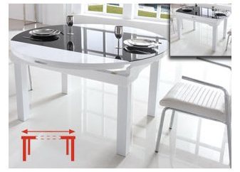 Table de salle à manger extensible ronde en bois e