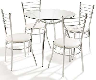 Table ronde + 4 chaises Blanc