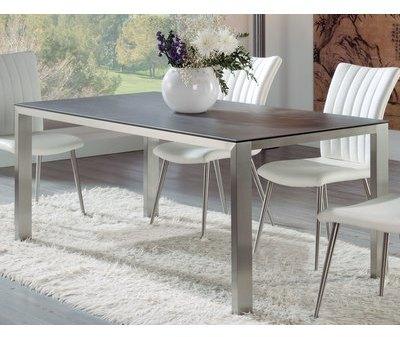 Table à manger design en céramique gris et acier T