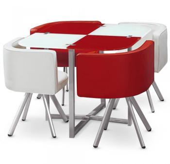 Table et chaises Mosaic 90 Blanc et Rouge Table et chaises Mosaic 90