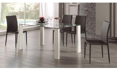 Table à manger rectangulaire en verre 150 cm pieds Table à manger rectangulaire