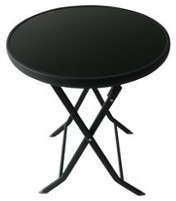 Table Bistrot Pliante Design en Verre Noir-RONDRON