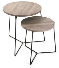 Lot de 2 tables dappoint rondes bois métal TRABE