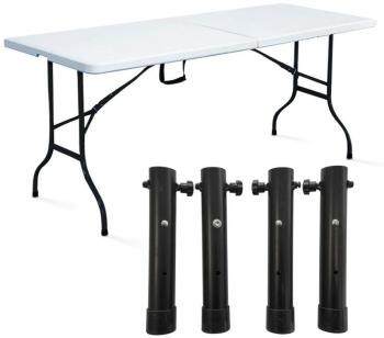Table pliante blanche 180 cm avec réhausseurs - Mobeventpro Table pliante blanche 180