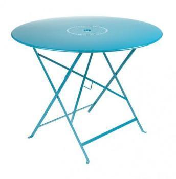 Floréal - Table pliante Ø96cm - turquoise/laqué/av