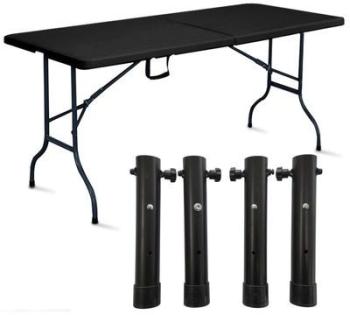 Table pliante noire avec 4 réhausses - Mobeventpro