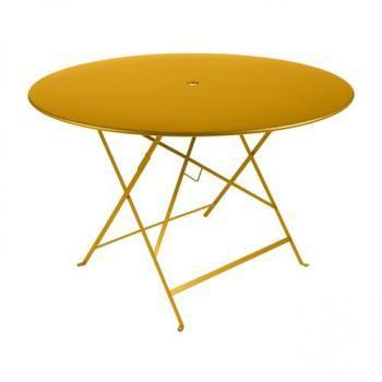 Bistro - Table Pliante Ø117cm - jaune miel/laqué